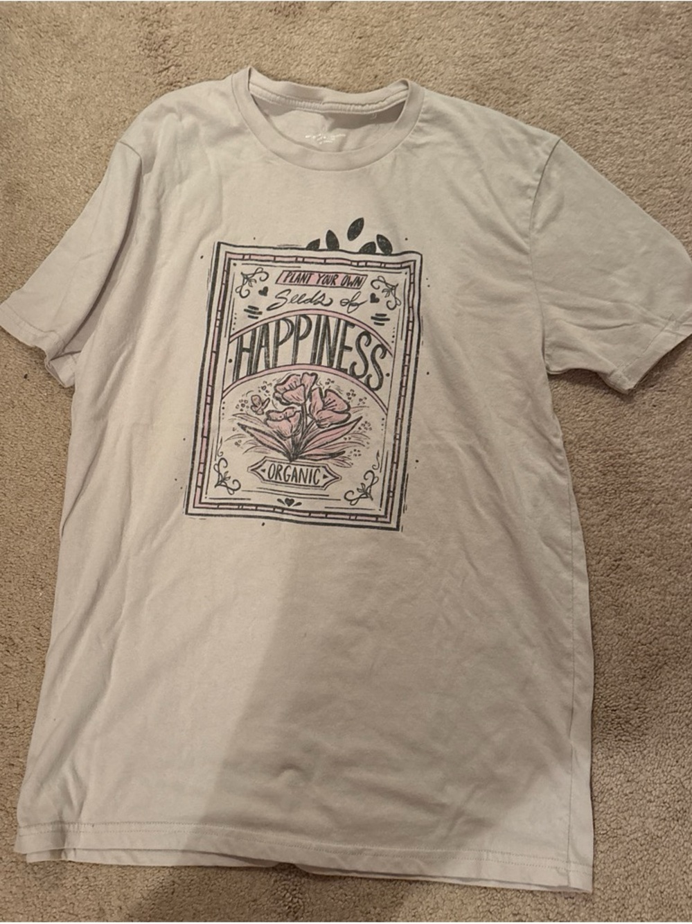 Seeds of Happiness Graphic Tee - Light Gray